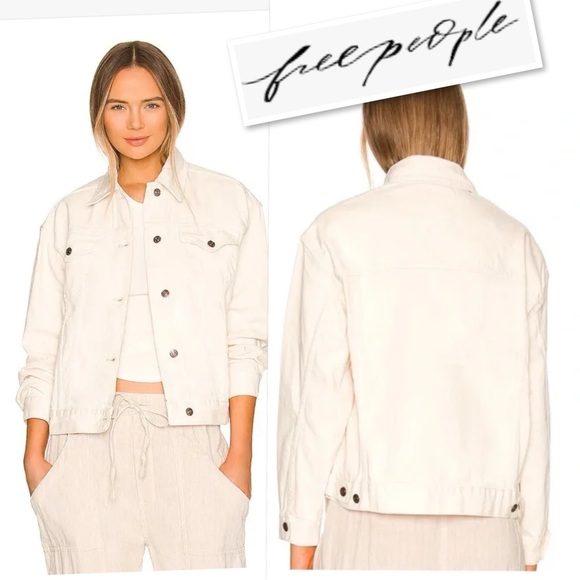 NWT Free People Jolene Trucker Denim Jacket in Ecru Size XS $128 - Picture 4 of 15